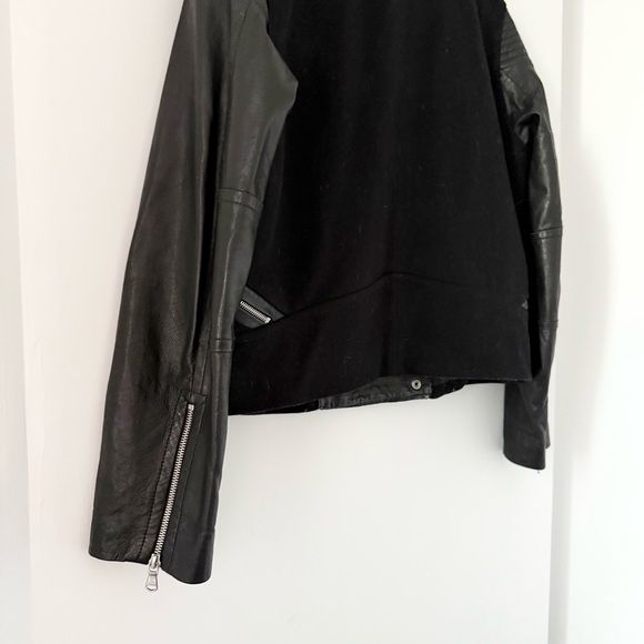 Marc Jacobs black leather and wool biker moto jacket - Large - Picture 7 of 8
